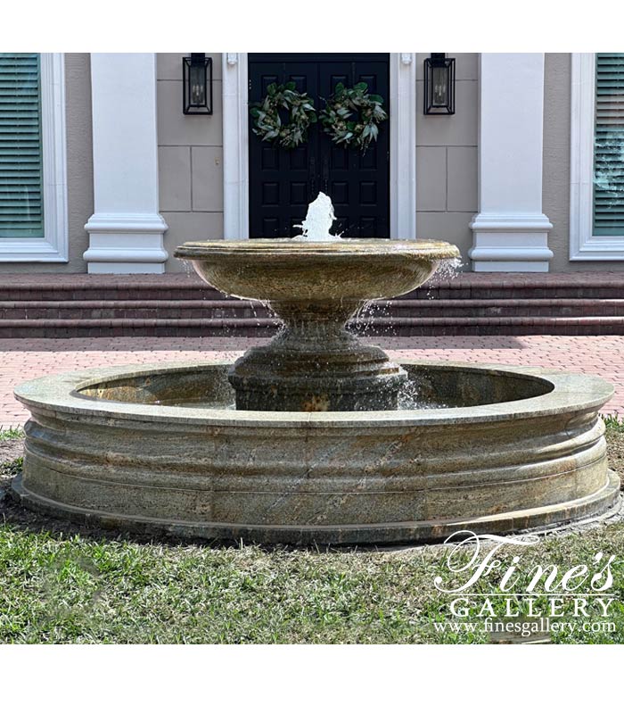 One Tiered Antique Gold Granite Fountain with Polished Finish