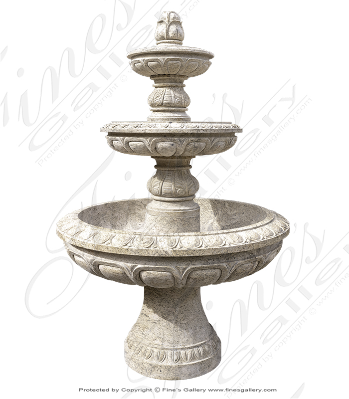 Three Tiered Antique Gold Granite Fountain