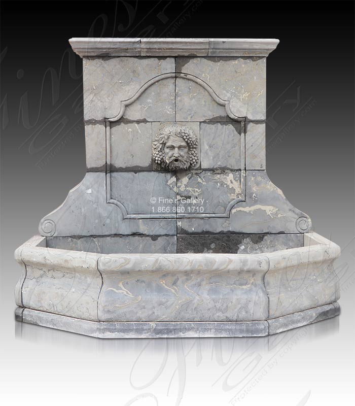 Antique Gray Bacchus Marble Wall Fountain