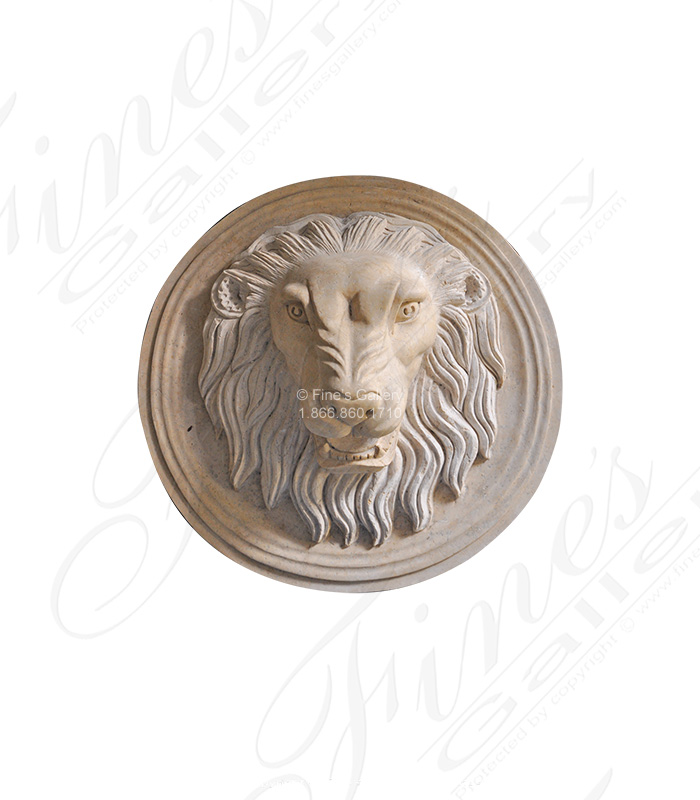 Desert Gold Cream Marble Lion Head Fountain