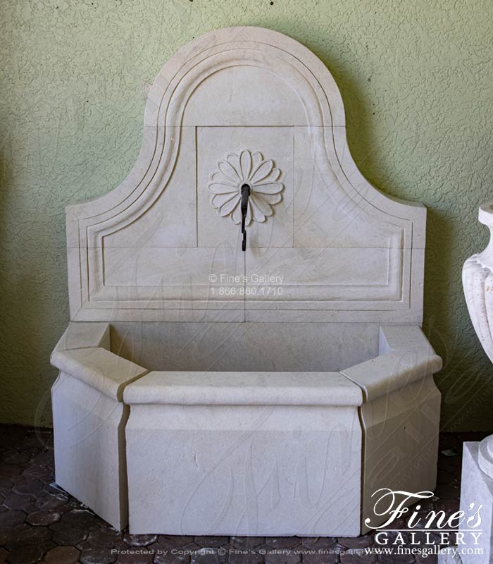 French Limestone Wall Fountain Feature