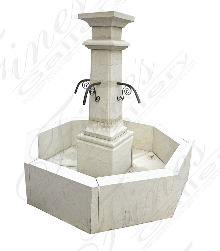 Italian Perlino Marble Single Post Fountain