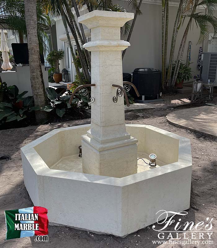 Italian Perlino Marble Single Post Fountain
