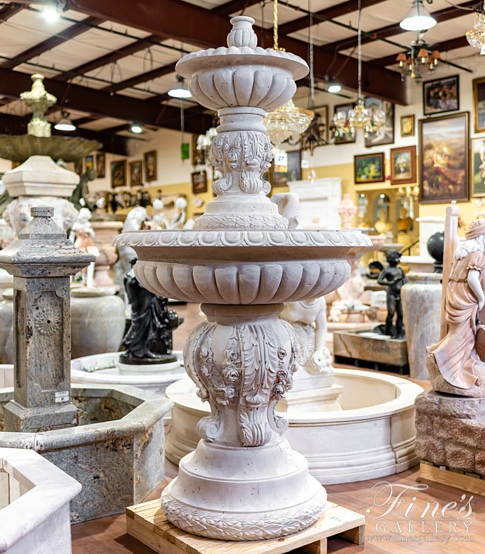 Floral Garland Fountain in Roman Travertine