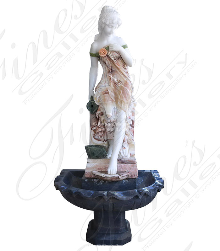 Multicolor Marble and Onyx Victorian Lady Fountain