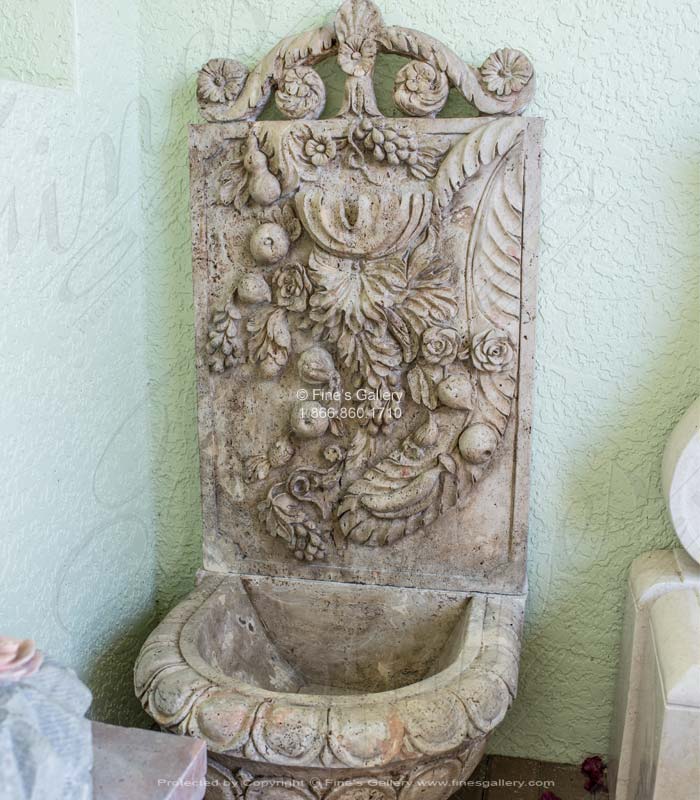 Fruit and Leaf Travertine Wall Fountain