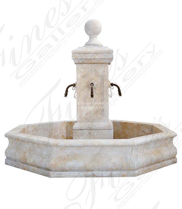 French Country Single Post Fountain in Travertine