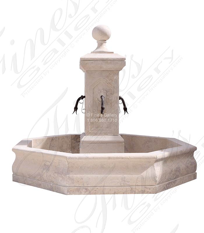 French Country Single Post Fountain in Travertine