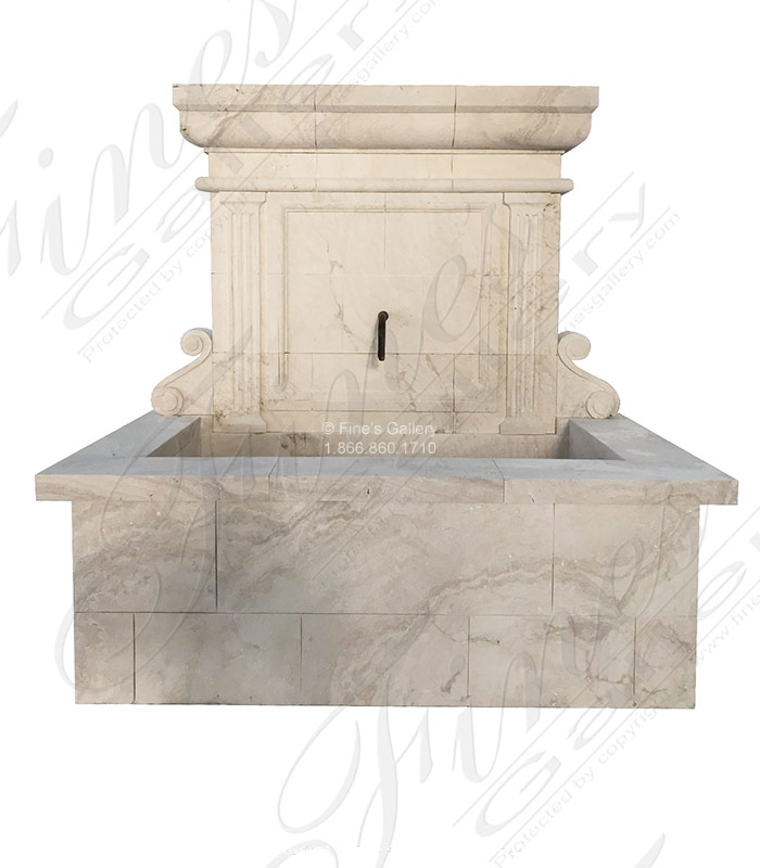 Italian Ivory Travertine Wall Fountain