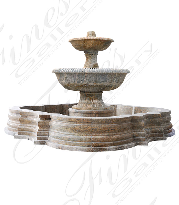 10 Ft Diameter Granite Fountain with Quatrefoil Shaped Pool