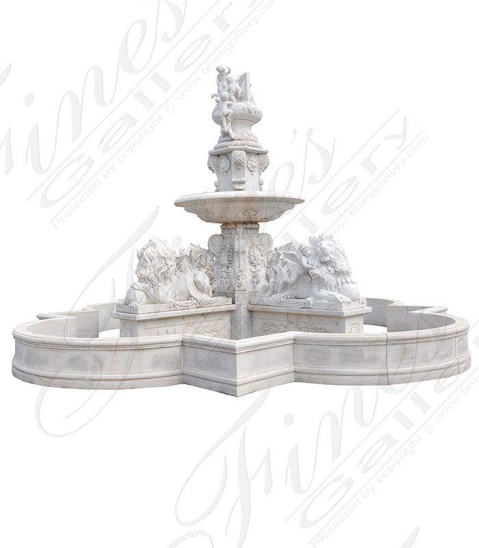 Monumental Fountain in a White Marble
