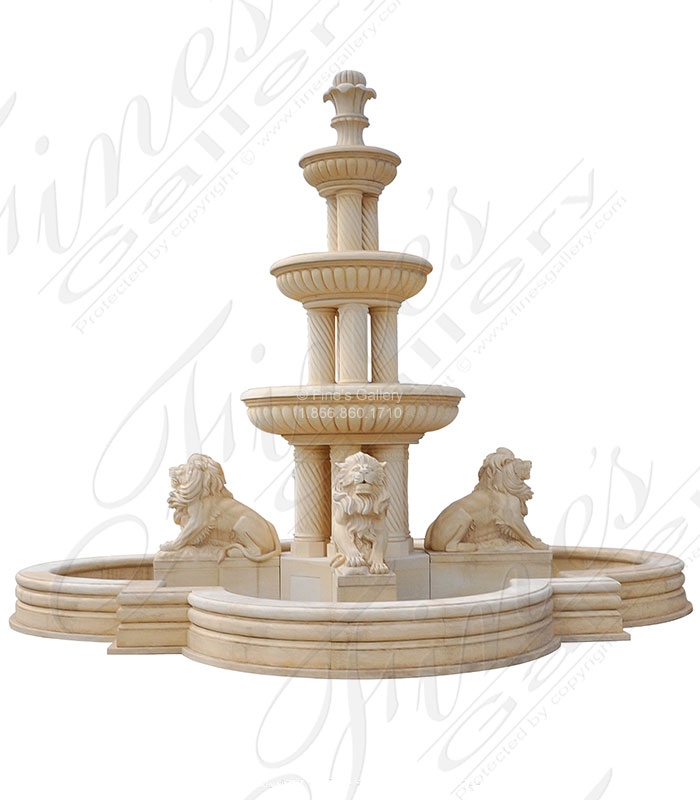 Monumental Cream Marble Fountain
