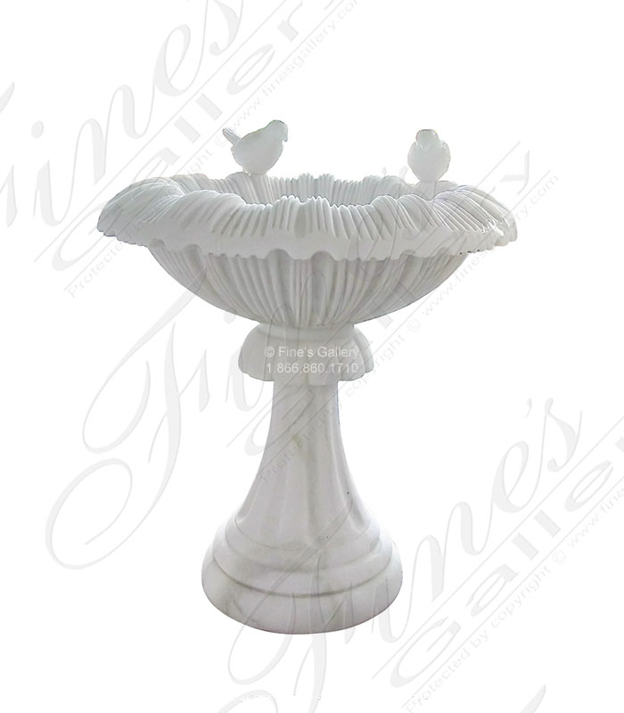 Natural Marble Birdbath in Statuary White Marble