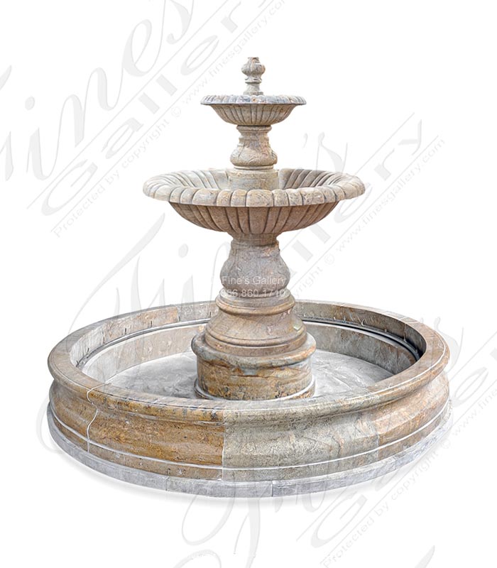 96 Inch Round Two Tiered Granite Fountain with Water Jets