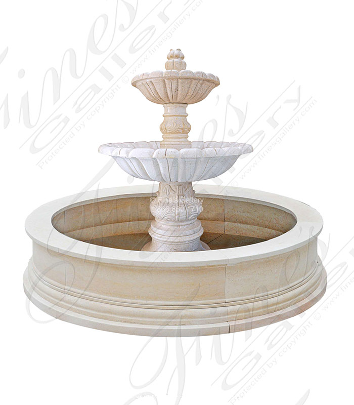Two Tiered Cream Marble Fountain