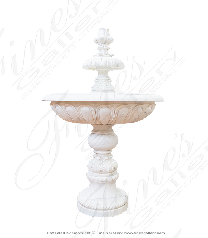 Stunning Hand Carved 2 Tiered Statuary Marble Fountain