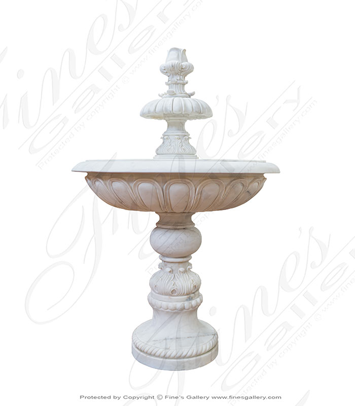 Stunning Hand Carved 2 Tiered Statuary Marble Fountain