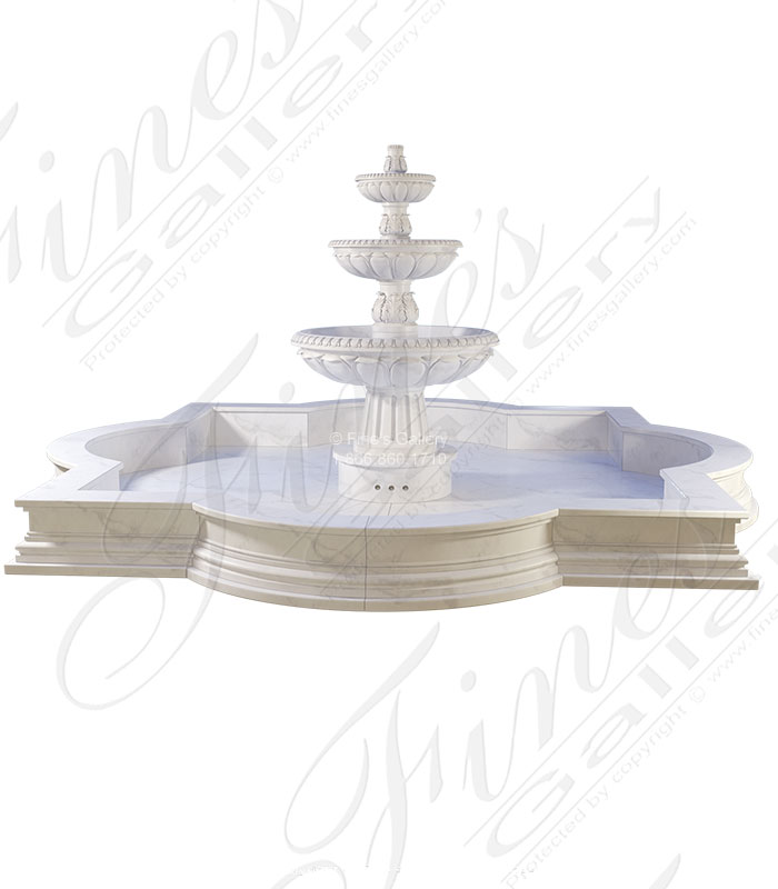 Oversized White Marble Estate Fountain