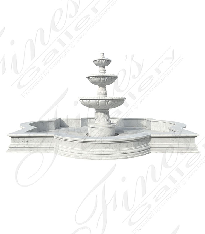 Oversized White Marble Estate Fountain