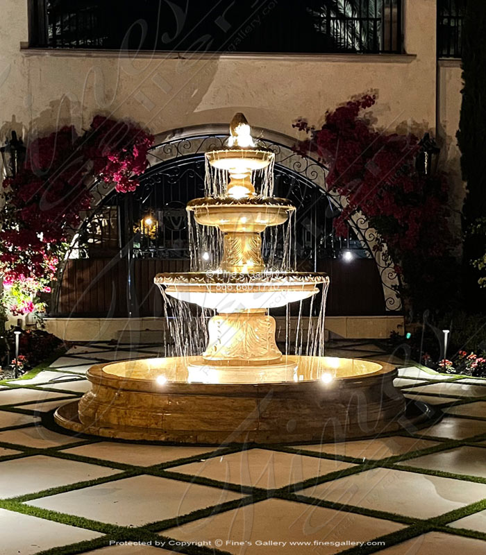 Three Tiered Light Travertine Fountain