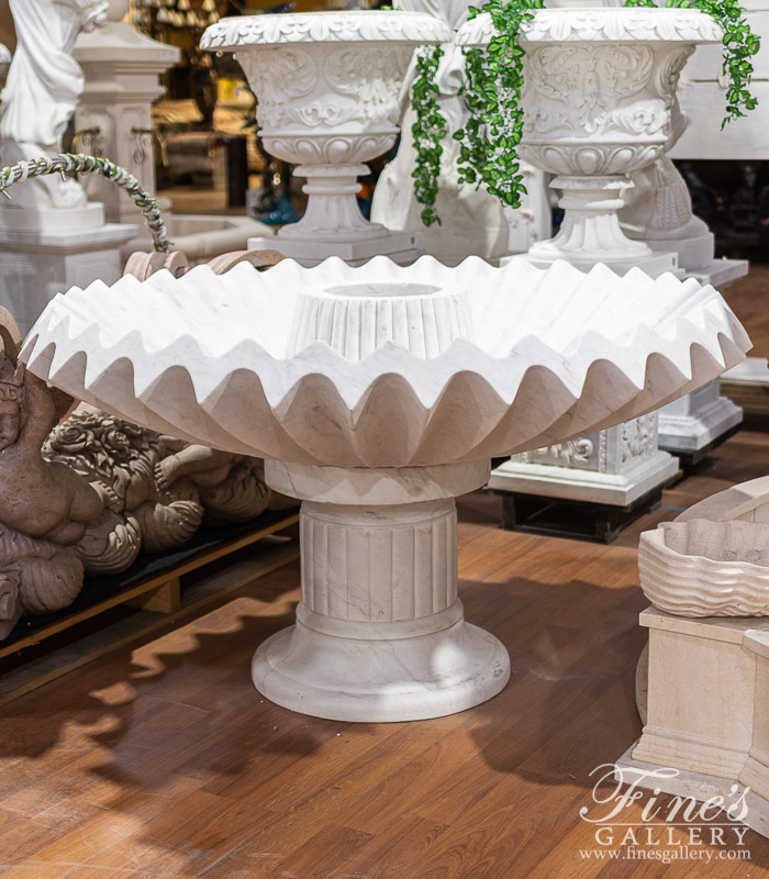 Statuary White Marble Fountain Bowl and Pedestal