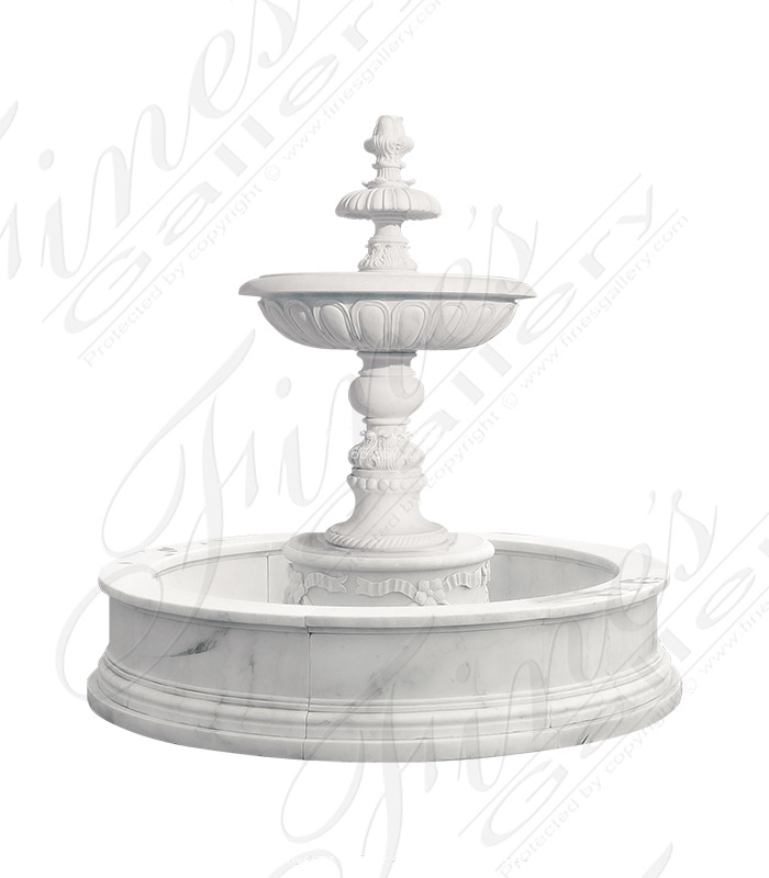 Two Tiered Statuary White Marble Fountain