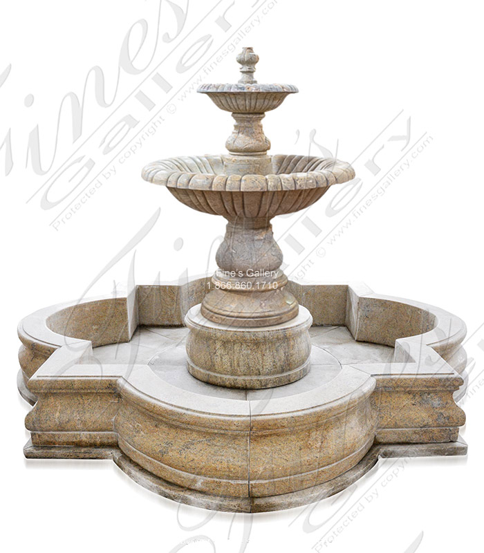 Tiered Granite Fountain and Quatrefoil Pool Basin