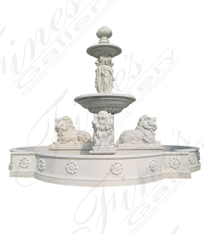 Luxurious Estate Fountain in White Marble