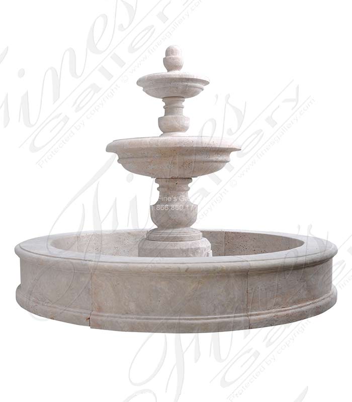 Classic Contemporary Tiered Fountain in Light Travertine