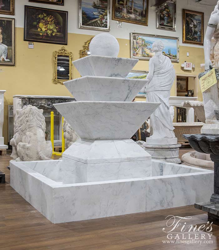 A Contemporary Fountain in Statuary White Marble