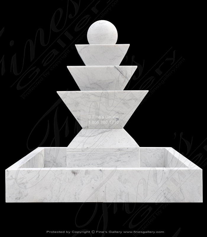 A Contemporary Fountain in Statuary White Marble