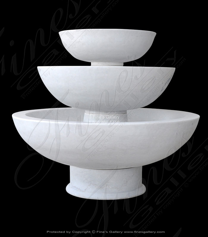 Contemporary Style Three Tiered Fountain in Statuary White Marble