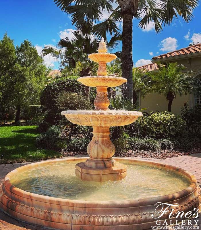 Roman Style Three Tiered Fountain In Rosetta Marble