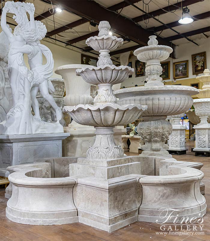 Three Tiered Fountain in Light Travertine