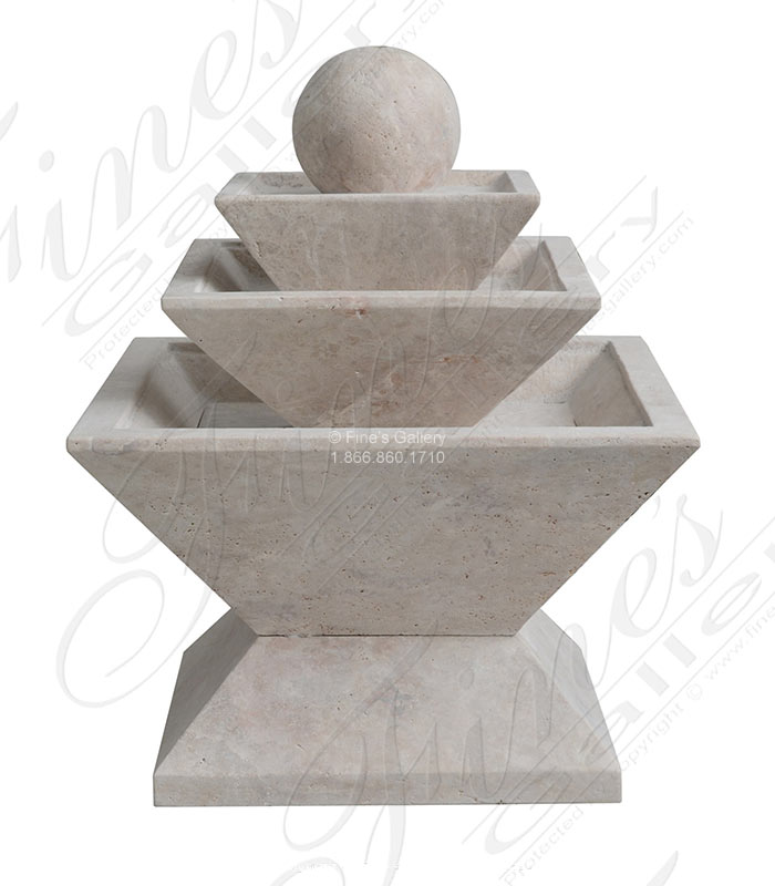 Contemporary Sphere Fountain in Light Travertine
