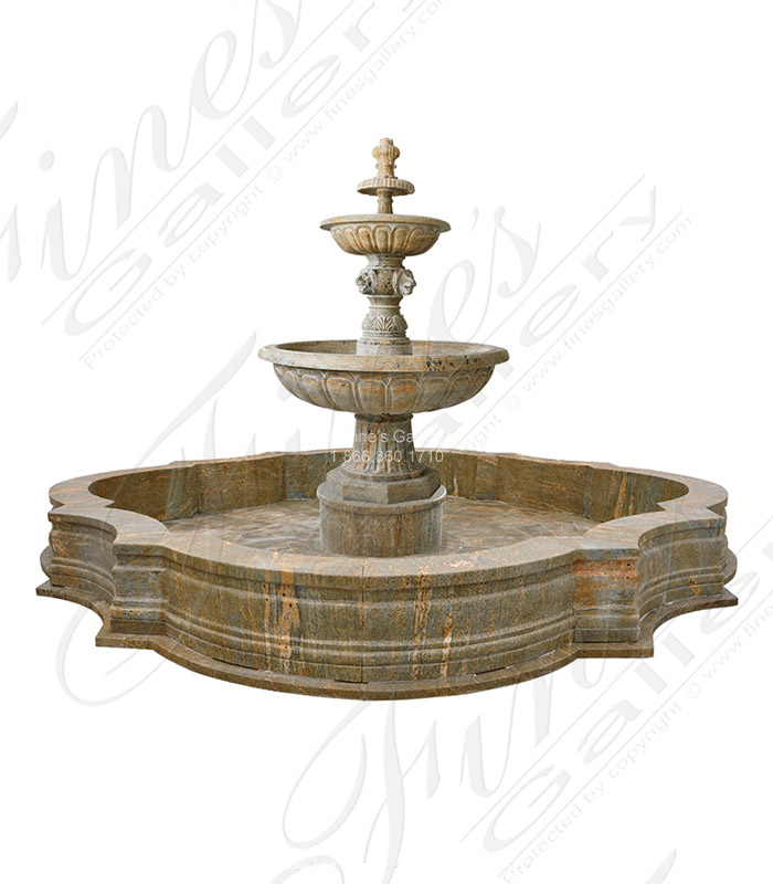 Outstanding Lion Themed Fountain in Antique Gold Granite