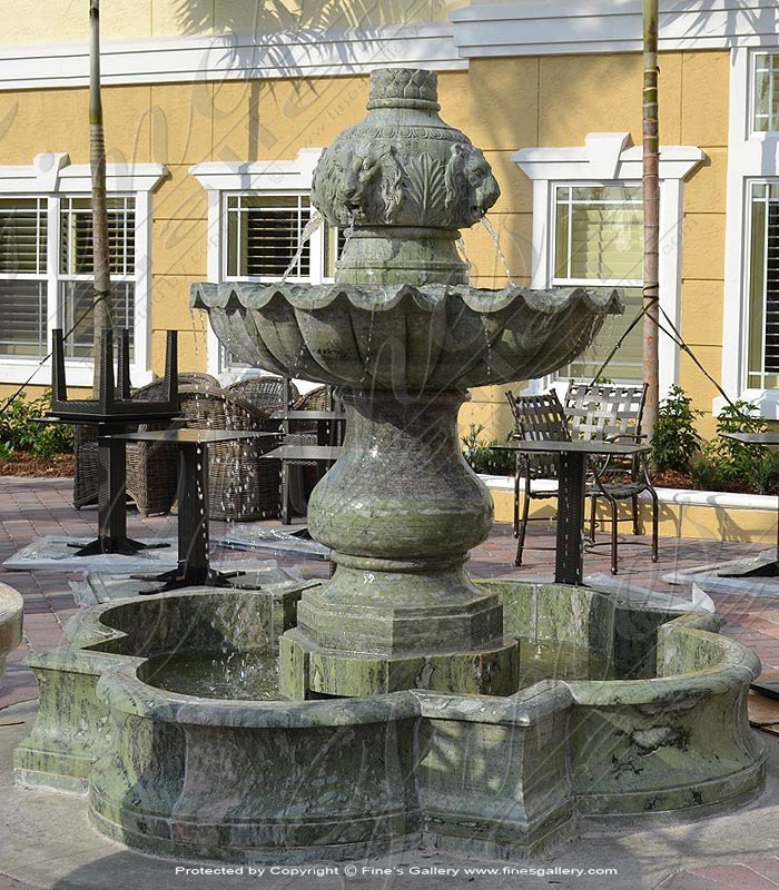 Green Marble Lions Garden Fountain
