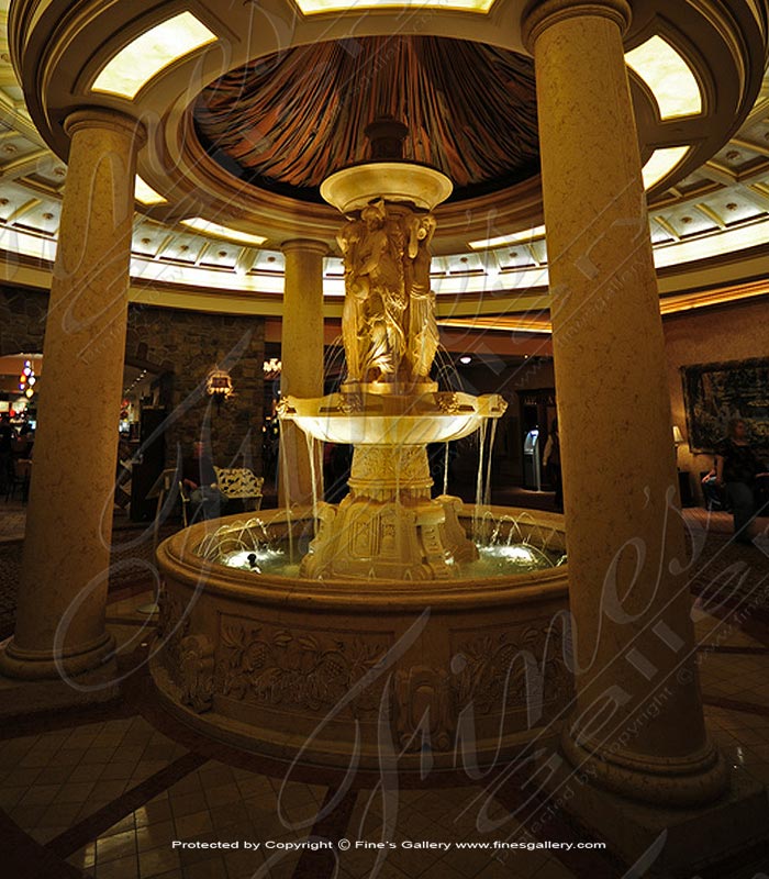 Ornate Style Cream Marble Fountain
