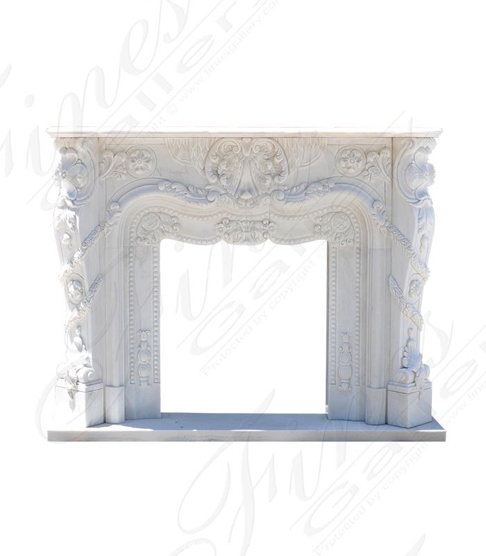 Superb Louis XV French Style Marble Fireplace with Ornate Fascia 