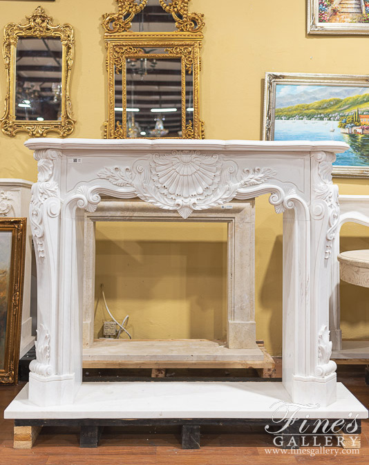 Ornate Oversized French Mantel in Statuary White Marble