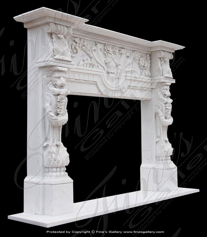 White Marble Italian Renaissance Fireplace Mantel