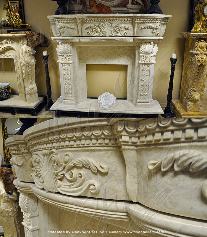 Italian Perlato White Marble Fireplace