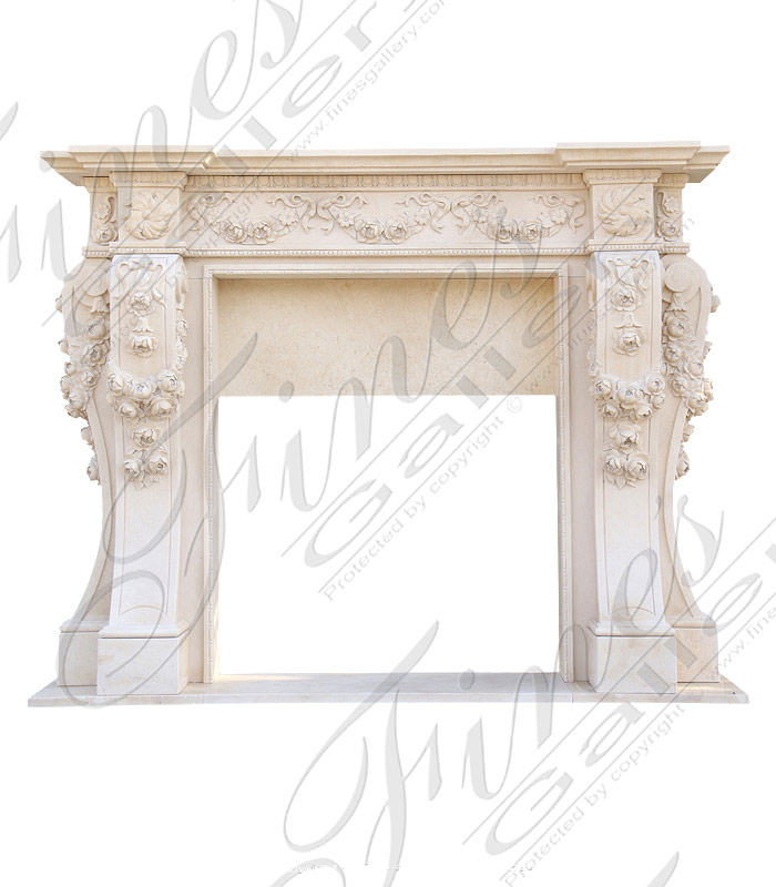 Majestic Floral Marble Fireplace