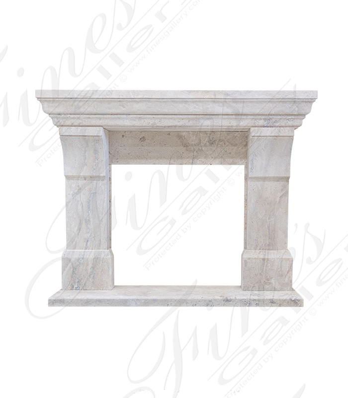 Contemporary Classic Style Mantel in Light Travertine
