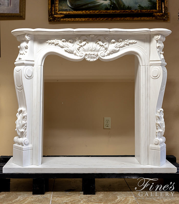 French Style White Marble Fireplace Mantel