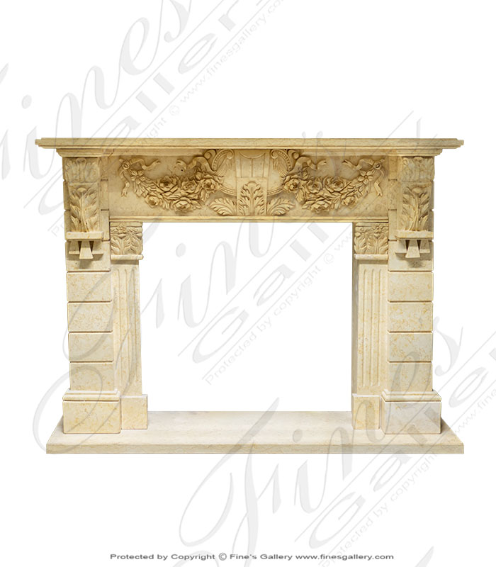 Ornate Floral Marble Mantel