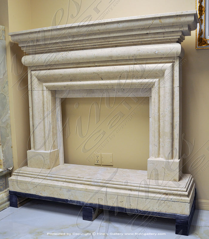 Light Beige Marble Fireplace