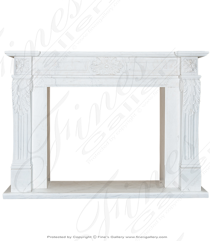 Louis X Regency Style Marble Fireplace Mantel in Statuary White