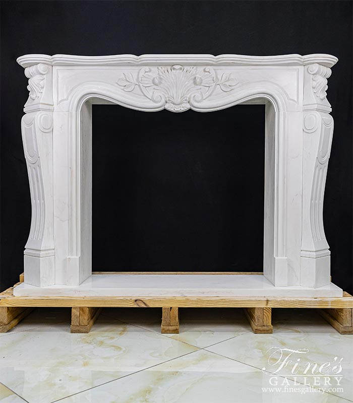 Simple Shell Motif Mantel in Statuary Marble
