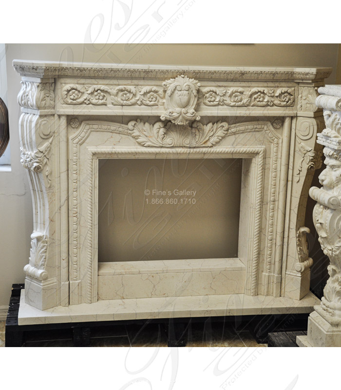 Ivory Shell Marble Fireplace